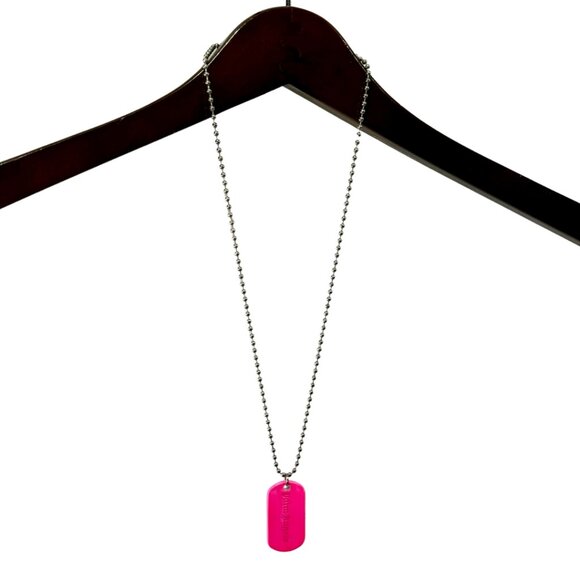 PALM ANGELS Men's Logo-engraved Dog Tag Brass Necklace in Fuscia - Picture 5 of 10